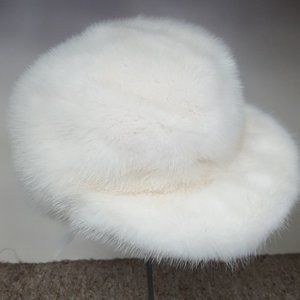 White Mink Fur Baseball Cap Hat